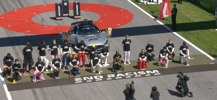 Остановим расизм. Старт гран-при Австрии 2020 в Шпильберге