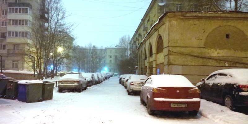 зима, зимняя дорога, двор