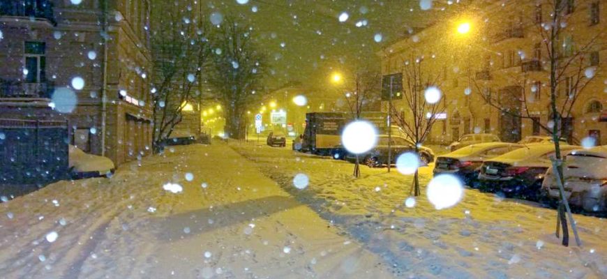 Снег, метель, зимняя дорога