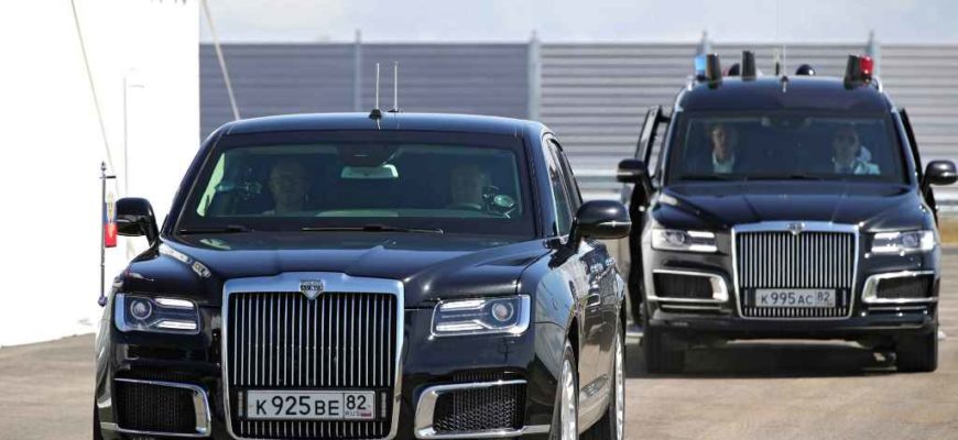 Автомобили Aurus. Путин на открытии трассы "Таврида"